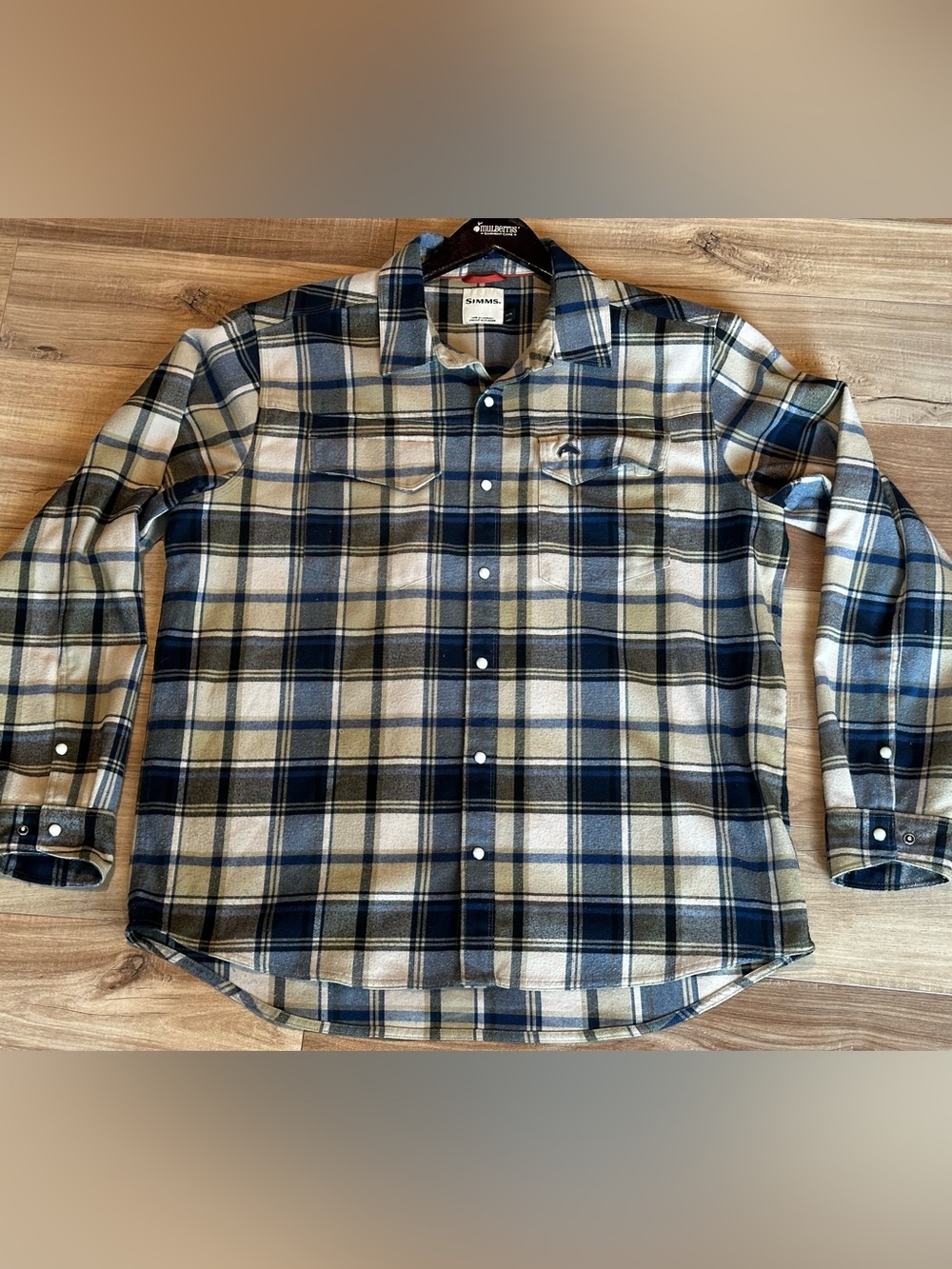 Simms Casual Plaid Button-Down Shirt - Navy & Cream